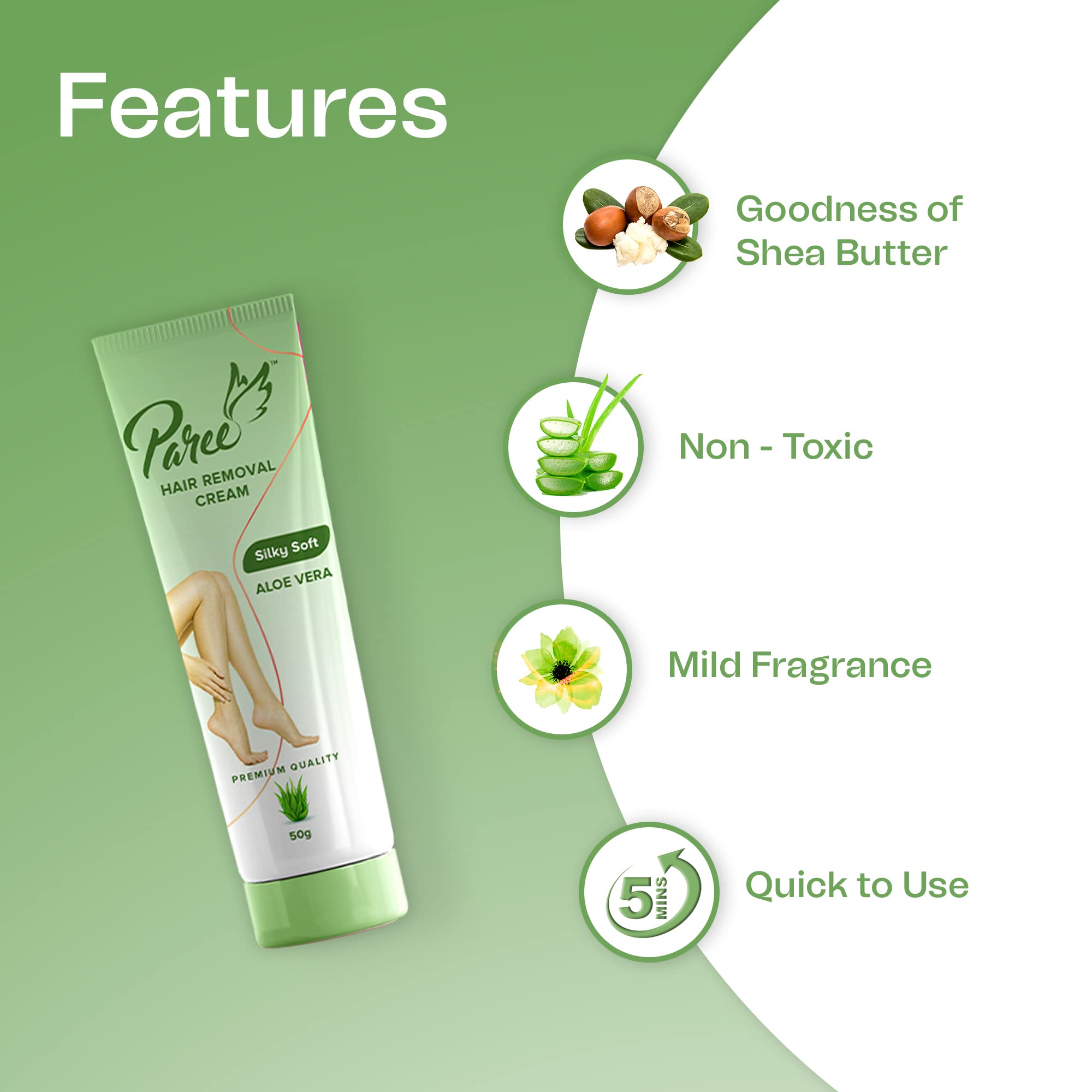 Paree Hair Removal Cream for Women Pack of 5 (50g) 5 Paree Hair Removal Cream for Women Pack of 5 (50g) - Image 5